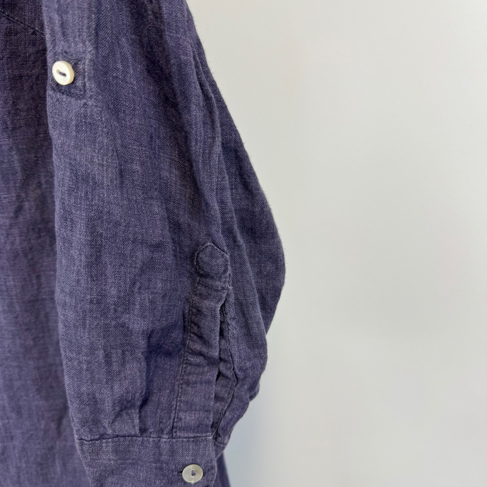 Malvin I Love Linen 100% Linen Shirt Dress Blue Button Front Roll Sleeve Sz L - Picture 8 of 13